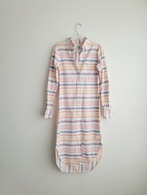 THOM BROWNE Black Fleece Pastel Striped Button-Down Shirt Dress